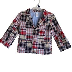 Janie and Jack Toddler Boys 2T Patchwork Madras Plaid Blazer Jacket Cotton